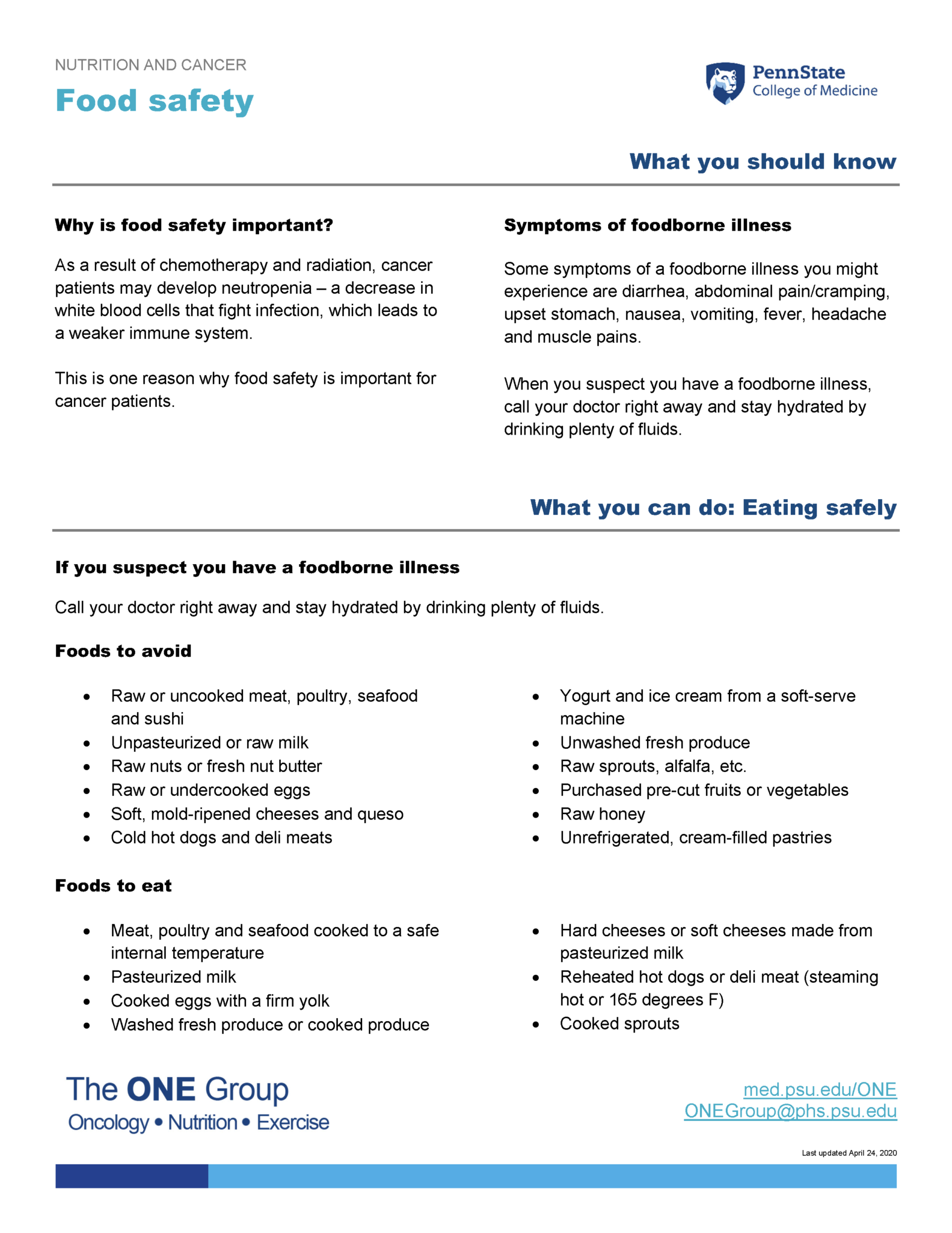 Food Safety - Penn State College of Medicine Research