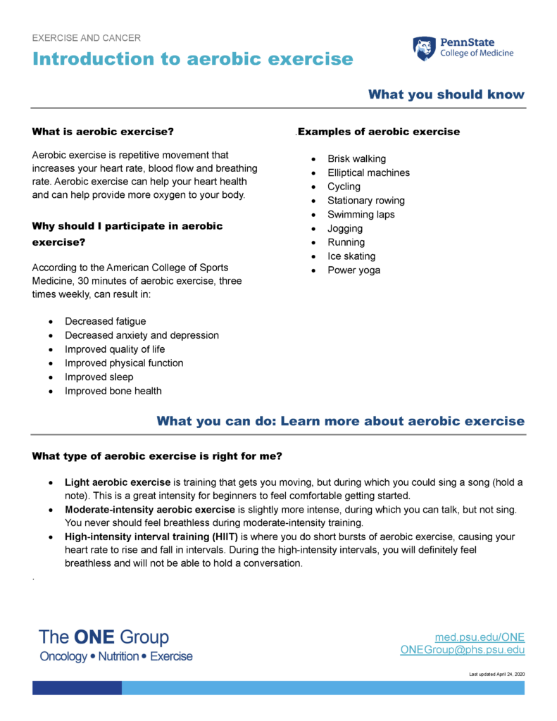 cardiovascular exercise examples