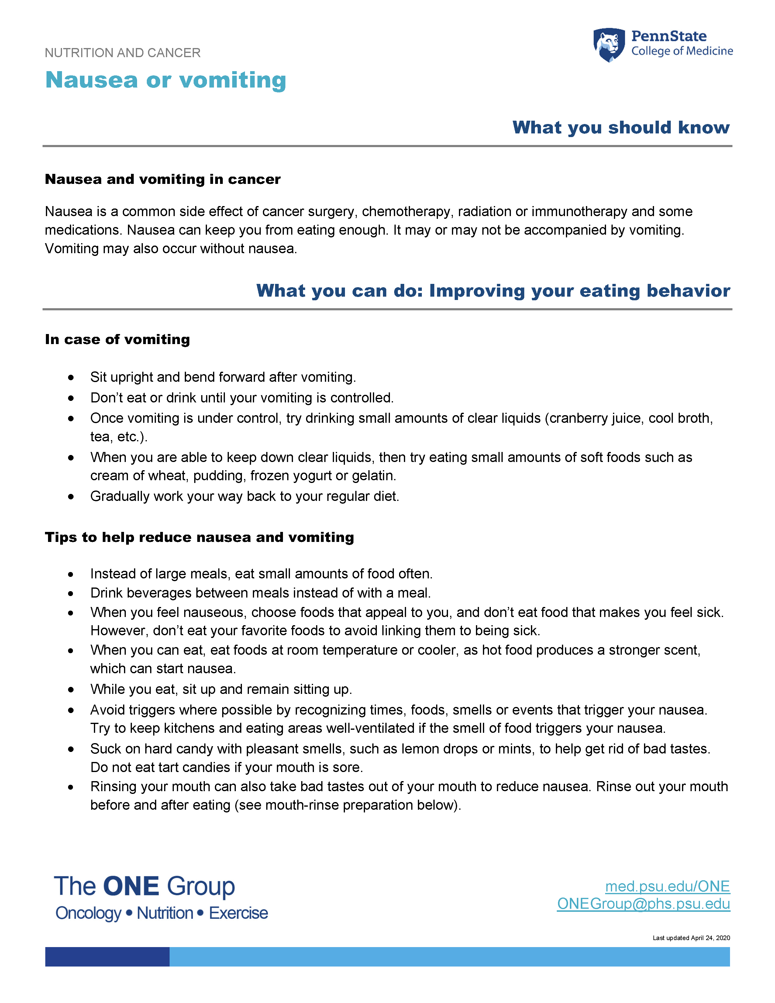 Nausea Or Vomiting Penn State College Of Medicine Research