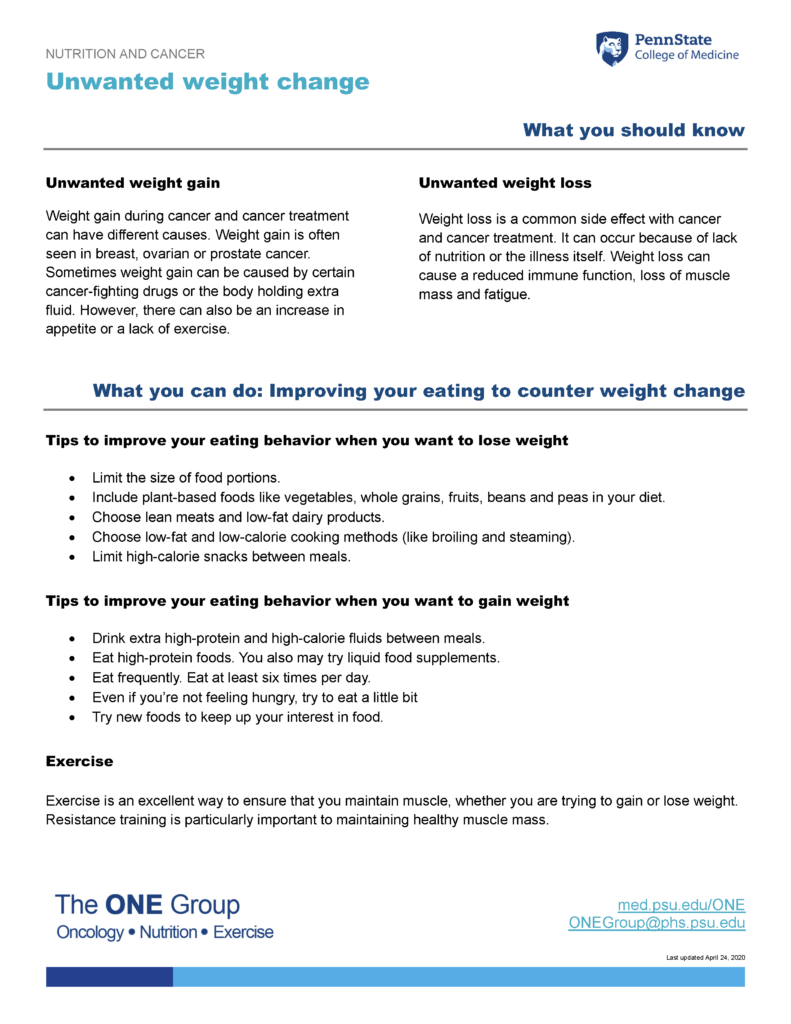 Unwanted Weight Change - Penn State College of Medicine Research