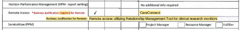 An image shows a few lines of the IT Account Request Form completed as described