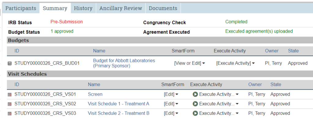 A screenshot of the STAR study workspace with the second tab, Summary, selected.